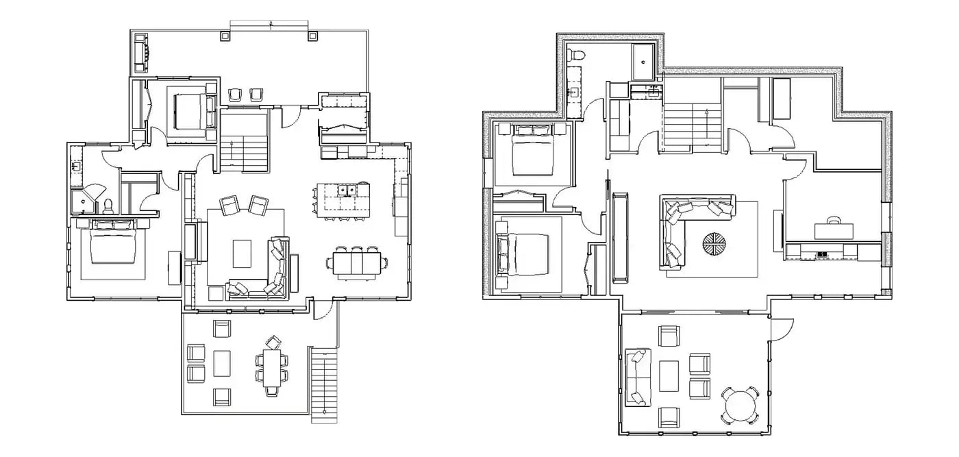 floor plan for two-story cottage with walkout basement