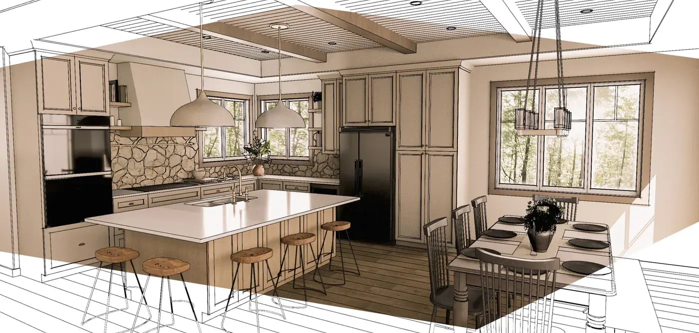 render-of-dining-room-and-kitchen-many-natural-elements