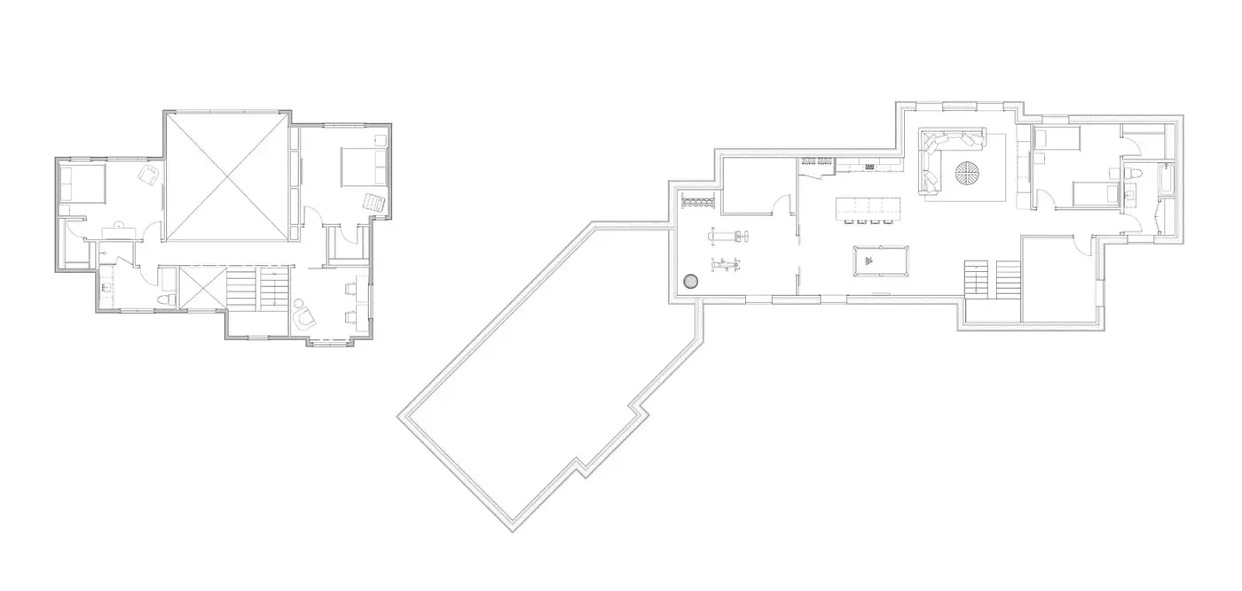 second floor and lower level floor plans