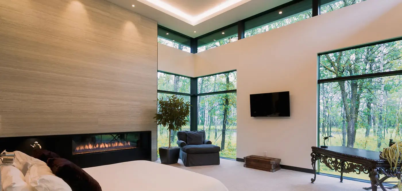 Bedroom with clerestory windows