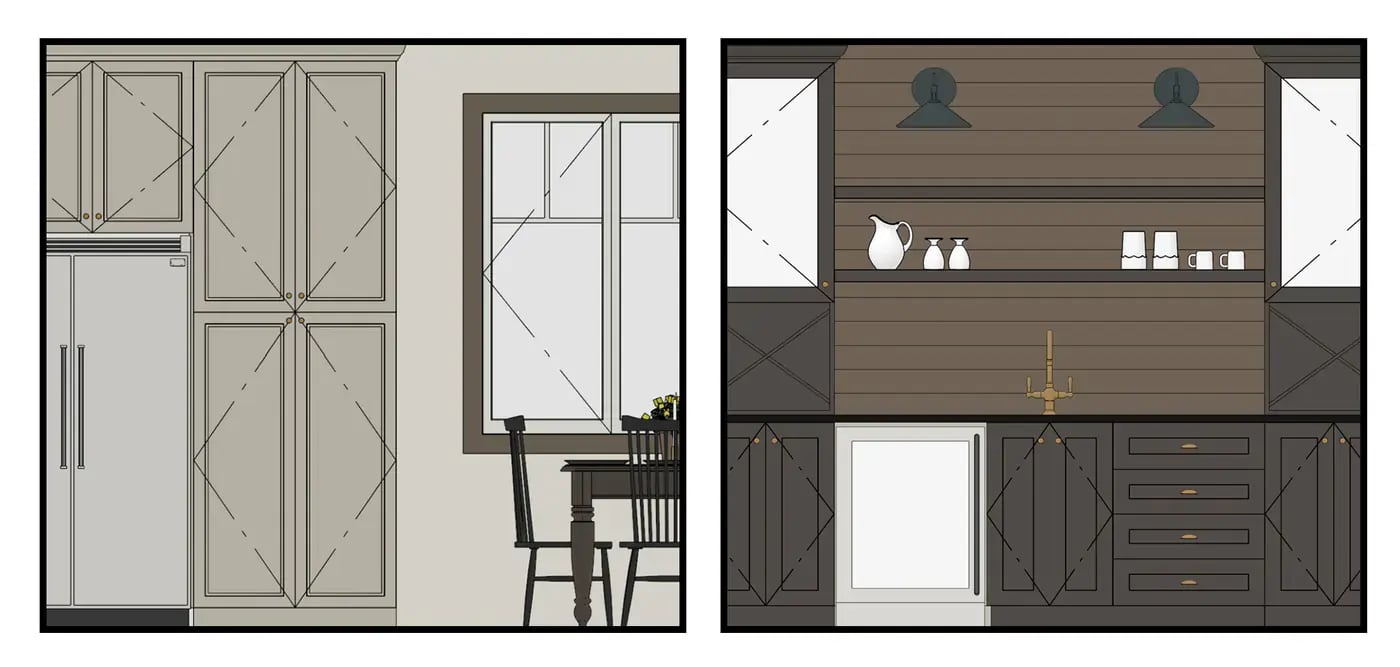bar and dining room elevations